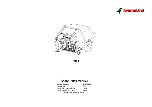 Kverneland BIO Baler-wrappers 2010 Parts Manual Catalog Pdf Download