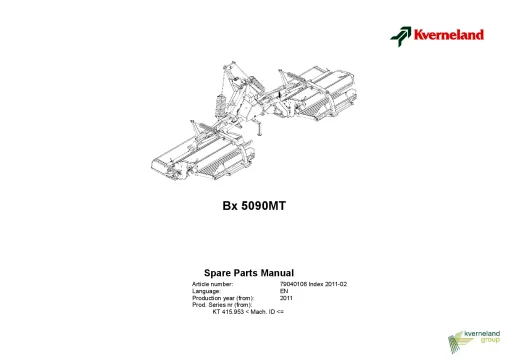 Kverneland Bx 5090MT Accessories Mowers 2011 Parts Manual Catalog Pdf Download
