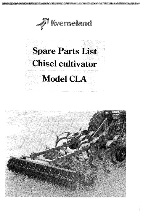 Kverneland CLA Chisel cultivator Parts Manual Catalog Pdf Download