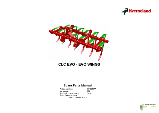 Kverneland CLC EVO -Evo Wings Cultivators Stubble 2010 Parts Manual Catalog Pdf Download
