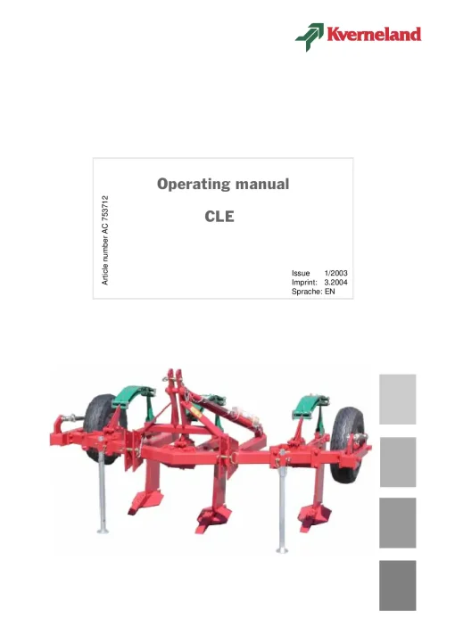 Kverneland CLE Subsoilers 2004 Operation Maintenance Manual PDF download