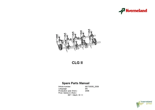 Kverneland CLG II Subsoilers 2008 Parts Manual Catalog Pdf Download