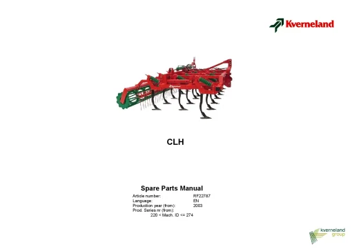 Kverneland CLH Cultivators Stubble 2003 Parts Manual Catalog Pdf Download