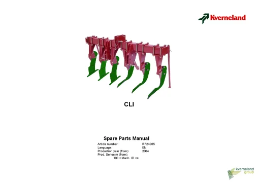 Kverneland CLI Subsoilers 2004 Parts Manual Catalog Pdf Download