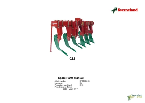 Kverneland CLI Subsoilers 2015 Parts Manual Catalog Pdf Download
