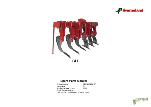 Kverneland CLI Subsoilers 2020 Parts Manual Catalog Pdf Download