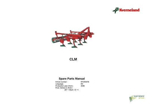 Kverneland CLM Cultivators Stubble 2006 Parts Manual Catalog Pdf Download