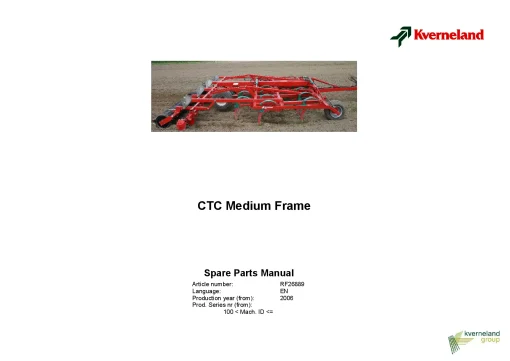 Kverneland CTC Medium Frame Stubble Cultivators 2006 Parts Manual Catalog Pdf Download