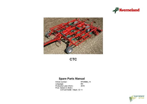 Kverneland CTC Stubble Cultivators 2016 Sn 010288- Parts Manual Catalog Pdf Download