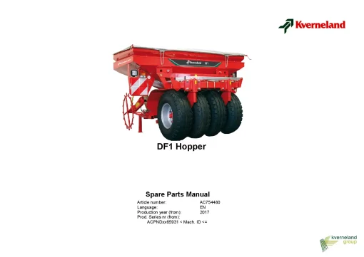 Kverneland DF1 Hopper Seed drills Cultivator mounted 2017 Parts Manual Catalog Pdf Download
