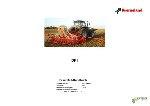 Kverneland DF1 Seed drills 2008 DE Parts Manual Catalog Pdf Download