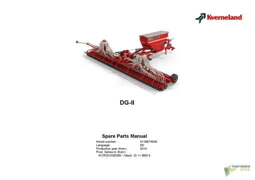Kverneland DG-II Seed drills Mounted-trailed 2014 Parts Manual Catalog Pdf Download