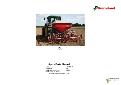 Kverneland DL Seed drills Mounted-trailed 2015 Sn 64870 Parts Manual Catalog Pdf Download
