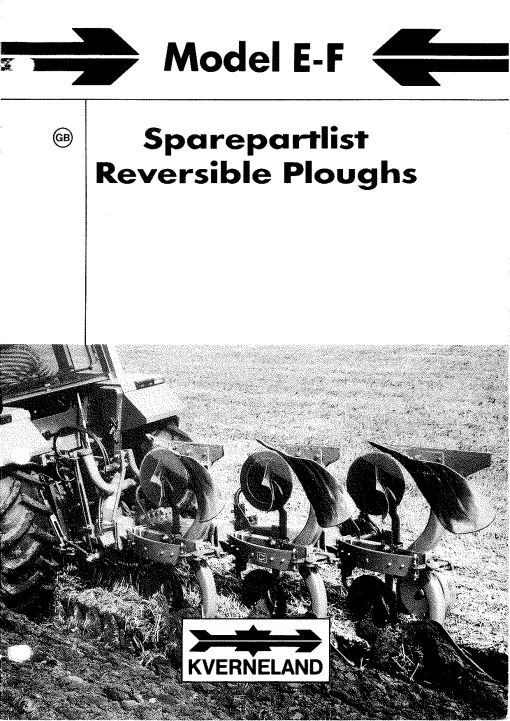 Kverneland E-F Ploughs Reversible Mounted Parts Manual Catalog Pdf Download