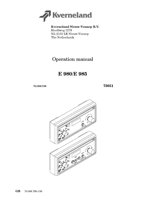 Kverneland E980 E985 Spreaders Disc Rear mounted Operation Maintenance Manual PDF download