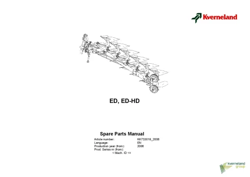 Kverneland ED ED-HD Ploughs Reversible Mounted 2006 Parts Manual Catalog Pdf Download