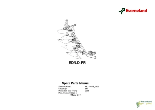 Kverneland ED-LD-FR Ploughs Reversible Front mounted 2006 Parts Manual Catalog Pdf Download