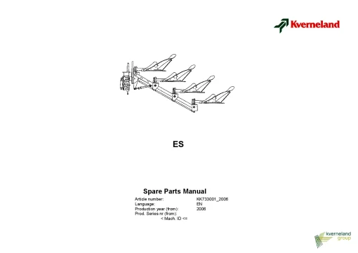 Kverneland ES Ploughs Reversible Mounted 2006 Parts Manual Catalog Pdf Download