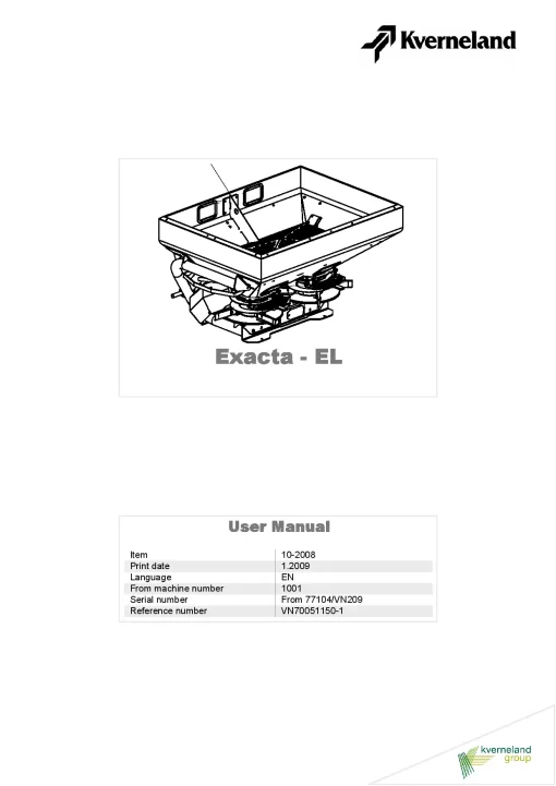 Kverneland EXACTA-EL Spreaders Disc Rear mounted 2008 Operation Maintenance Manual PDF download