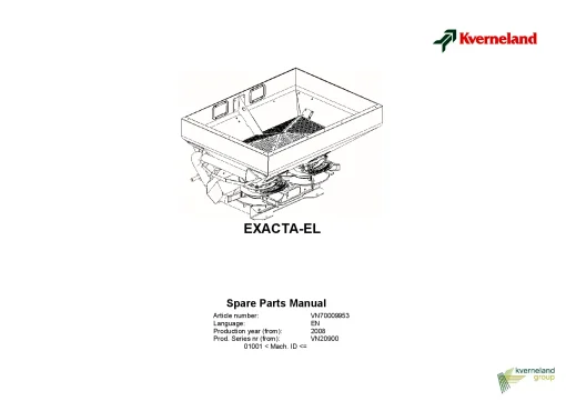 Kverneland EXACTA-EL Spreaders Disc Rear mounted 2008 Parts Manual Catalog Pdf Download