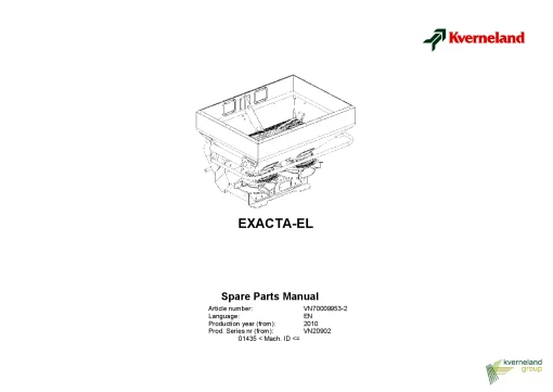 Kverneland EXACTA-EL Spreaders Disc Rear mounted 2010 Parts Manual Catalog Pdf Download