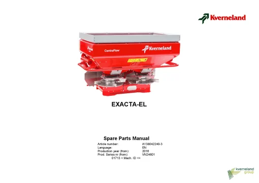 Kverneland EXACTA-EL Spreaders Disc Rear mounted 2016 Sn 01713- Parts Manual Catalog Pdf Download