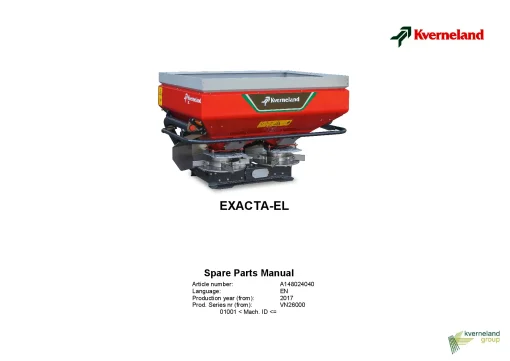 Kverneland EXACTA-EL Spreaders Disc Rear mounted 2017 Sn 01001 Parts Manual Catalog Pdf Download