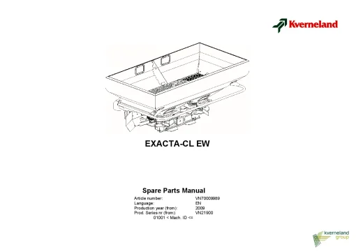 Kverneland Exacta CL EW Spreaders Disc Rear mounted 2009 Parts Manual Catalog Pdf Download
