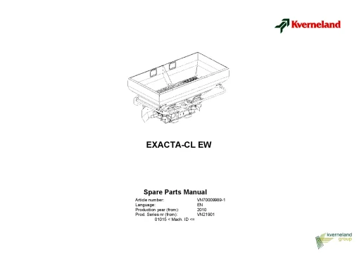 Kverneland Exacta CL EW Spreaders Disc Rear mounted 2010 Parts Manual Catalog Pdf Download