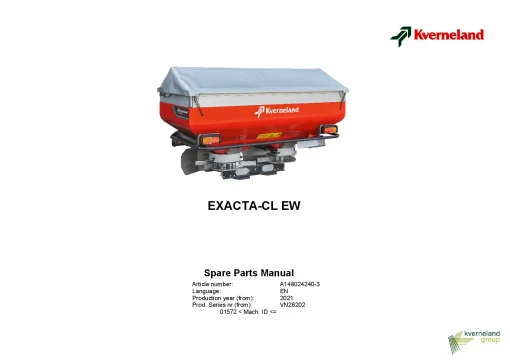Kverneland Exacta CL EW Spreaders Disc Rear mounted 2021 Sn 01572 Parts Manual Catalog Pdf Download