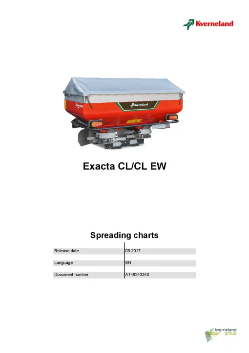 Kverneland Exacta CL EW with Remote II Spreaders Disc Rear mounted 2017 Operation Maintenance Manual PDF download