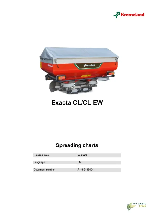 Kverneland Exacta CL EW with Remote II Spreaders Disc Rear mounted 2020 Operation Maintenance Manual PDF download