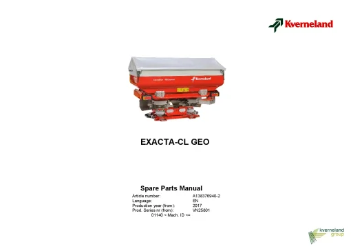 Kverneland Exacta CL GEO Spreaders Disc Rear mounted 2017 Parts Manual Catalog Pdf Download