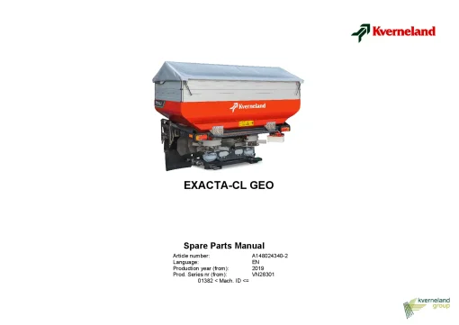 Kverneland Exacta CL GEO Spreaders Disc Rear mounted 2019 Parts Manual Catalog Pdf Download