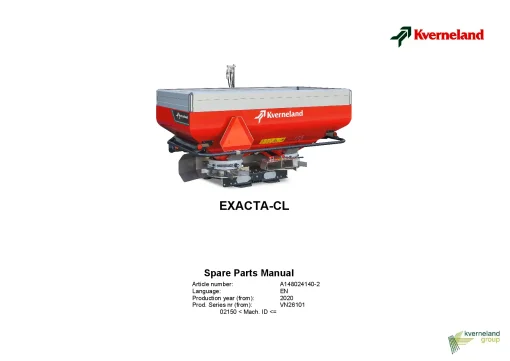 Kverneland Exacta CL with Remote II Spreaders Disc Rear mounted 2020 Parts Manual Catalog Pdf Download