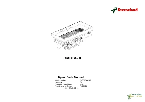 Kverneland Exacta HL Spreaders Disc Rear mounted 2010 Parts Manual Catalog Pdf Download