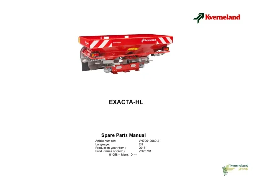 Kverneland Exacta HL Spreaders Disc Rear mounted 2015 Parts Manual Catalog Pdf Download