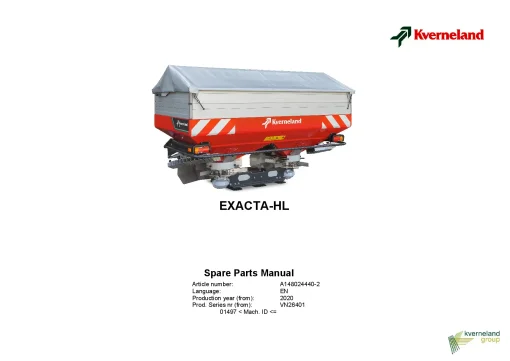 Kverneland Exacta HL Spreaders Disc Rear mounted 2020 Sn 01497 Parts Manual Catalog Pdf Download