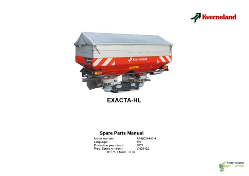Kverneland Exacta HL Spreaders Disc Rear mounted 2021 Sn 01575 Parts Manual Catalog Pdf Download