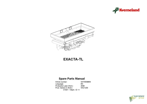Kverneland Exacta TL Spreaders Disc Rear mounted 2008 Parts Manual Catalog Pdf Download