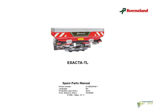 Kverneland Exacta TL Spreaders Disc Rear mounted 2018 Parts Manual Catalog Pdf Download