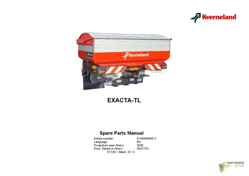 Kverneland Exacta TL Spreaders Disc Rear mounted 2020 Sn 01130 Parts Manual Catalog Pdf Download
