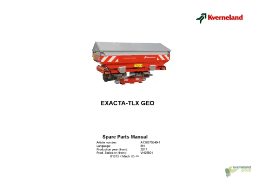 Kverneland Exacta TXL GEO Spreaders Disc Rear mounted 2017 Parts Manual Catalog Pdf Download