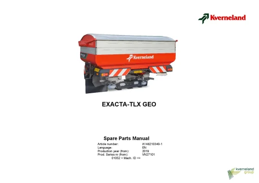 Kverneland Exacta TXL GEO Spreaders Disc Rear mounted 2019 Parts Manual Catalog Pdf Download