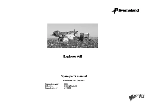Kverneland Explorer A-B Sprayers Trailed 2008 Parts Manual Catalog Pdf Download