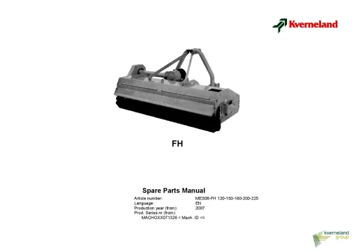 Kverneland FH 120 150 180 200 225 Choppers 2007 Parts Manual Catalog Pdf Download