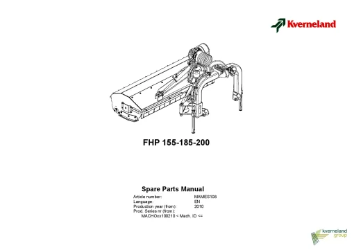 Kverneland FHP 155 185 200 Topper 2010 Parts Manual Catalog Pdf Download