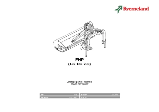 Kverneland FHP 155 185 200 Topper 2019 Parts Manual Catalog Pdf Download