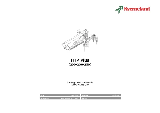 Kverneland FHP PLUS 200 230 250 Chopper 2021 Parts Manual Catalog Pdf Download