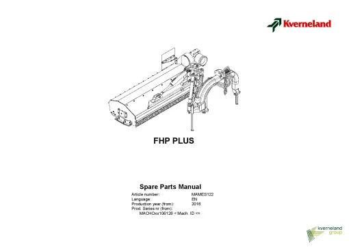 Kverneland FHP PLUS Chopper 2016 NORD AMERICA Parts Manual Catalog Pdf Download